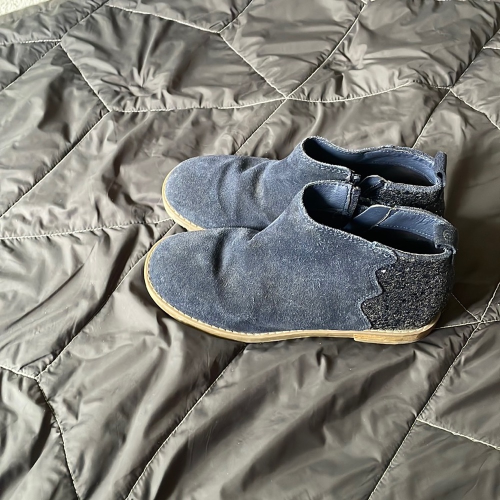 Okaidi girl’s ankle boots Chelsea zip up suede leather blue sz 34
